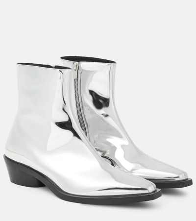 Proenza Schouler Bronco Metallic Ankle Boots In Silver