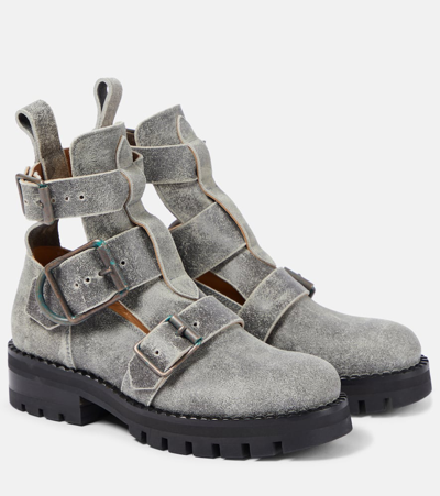 Vivienne Westwood Cut-out Leather Ankle Boots In Grey