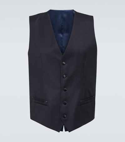Dolce & Gabbana Wool And Silk-blend Vest In Navy