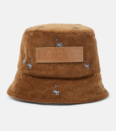 Loewe X Suna Fujita Corduroy Bucket Hat In Oak