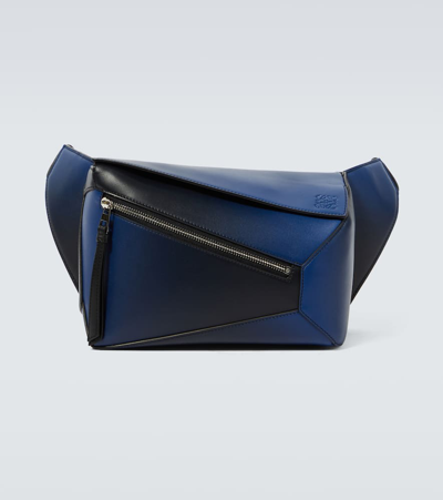 Loewe Puzzle Small Leather Belt Bag In Navy Blue