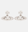 Vivienne Westwood Pina Bas Relief Embellished Earrings In Platinum / Crystal Crystal