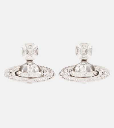 Vivienne Westwood Pina Bas Relief Embellished Earrings In Platinum / Crystal Crystal