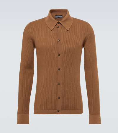 Dolce & Gabbana Wool-blend Polo Sweater In Moro 2