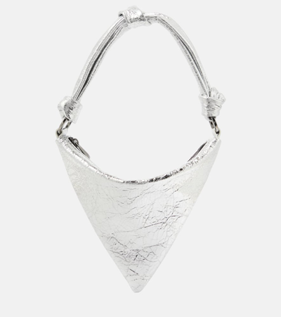 Amina Muaddi Mini Cameron Cracked Mirror Top Handle In Silber
