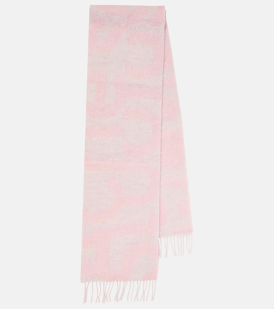 Acne Studios Logo Wool-blend Scarf In Pink