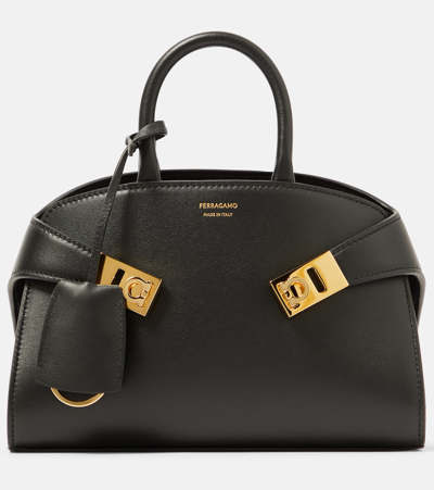 Ferragamo Hug Mini Leather Tote Bag In Black