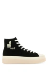 Isabel Marant High-top Sneakers With Bold Logo And Creamy Sole In Black