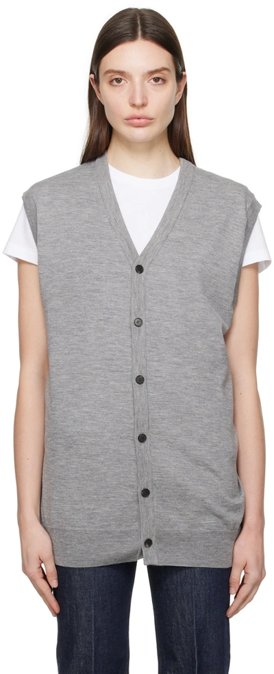 Auralee Grey Hard Twist Waistcoat In Top Grey