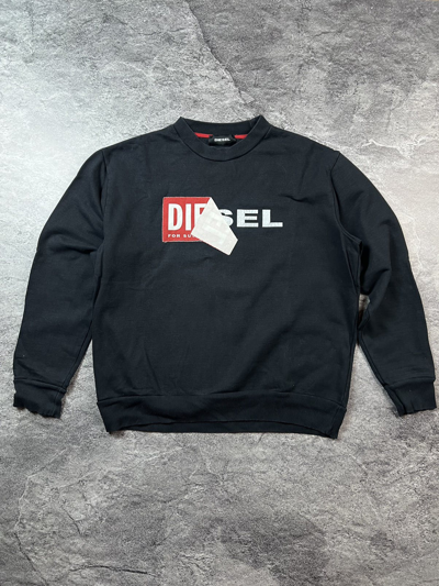 Pre-owned Diesel Y2k  Washed Logo Japan Archival Style Sweatshirt In Black