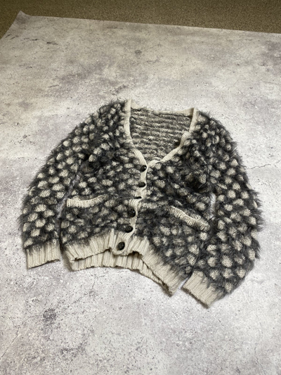 Pre-owned Archival Clothing X Cardigan Vintage Mohair Mesh Furry Cardigan Sweater In Black Gray