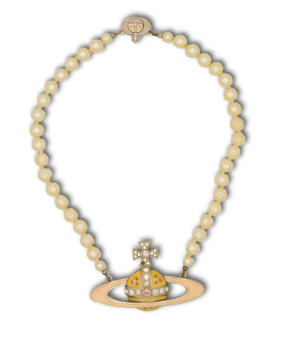 Pre-owned Vintage Pearl Necklace In Gold