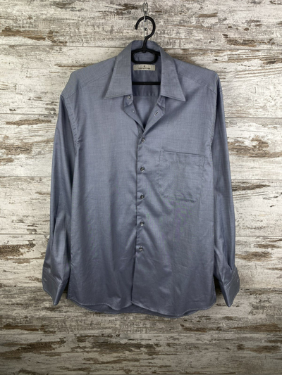 Pre-owned Ermenegildo Zegna Mens Vintage  Shirt Button Up Luxury Zzegna In Grey