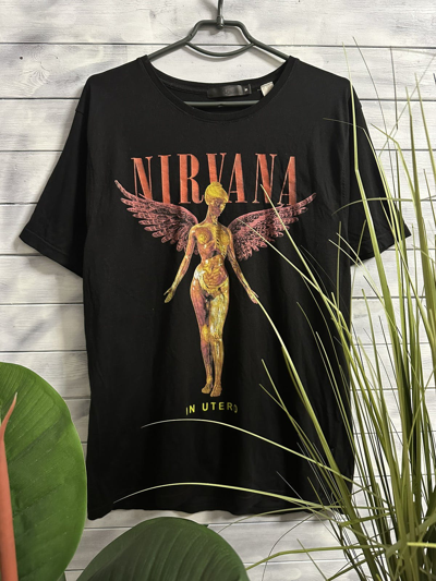 Pre-owned Kurt Cobain X Nirvana T-shirt Nirvana In Utero Print 2017 Vintage Style In Black