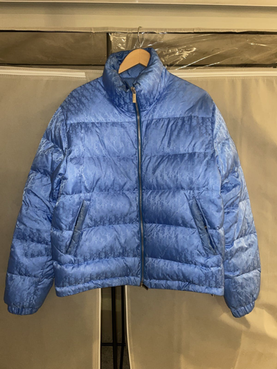Pre-owned Dior Oblique Winter Coat In Baby Blue