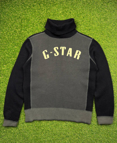 Pre-owned Avant Garde X G Star Raw Vintage G-star "prisoner Coll" Knitted Turtleneck Sweater In Gray Navy