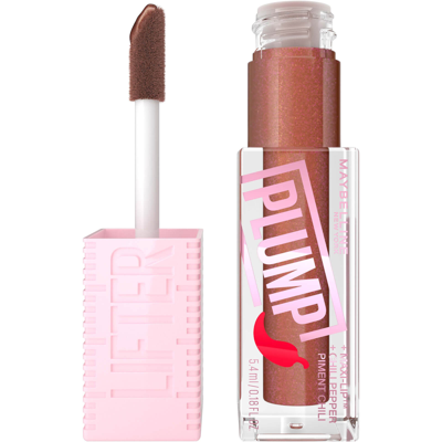 Maybelline Lifter Gloss Plumping Lip Gloss Lasting Hydration Formula With Hyaluronic Acid And Chilli Pepper (va In Cocoa Zing