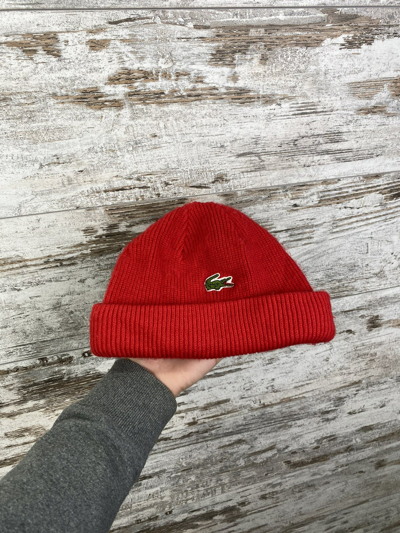 Pre-owned Lacoste X Vintage Mens Vintage Lacoste Beanie Hats Made In France Luxury Y2k In Red