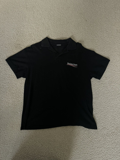 Pre-owned Balenciaga Campaign Black Logo Short Sleeve Shirt