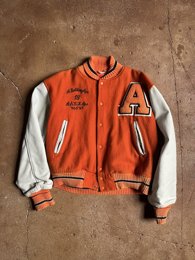 Pre-owned Bape Vintage  Letterman Jacket In Orange
