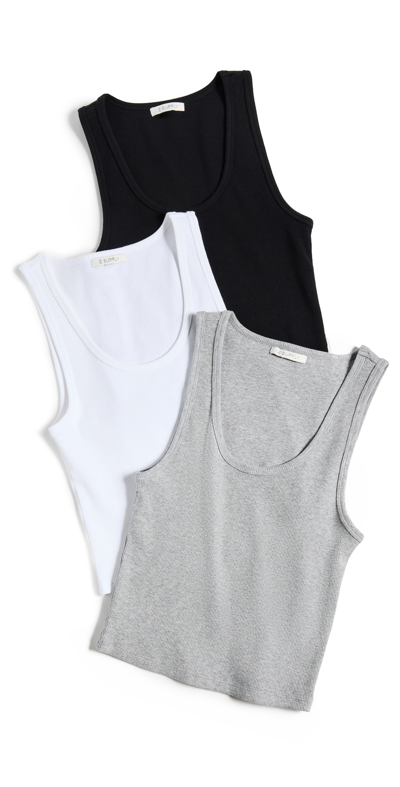 Z Supply Essy Rib Tank 3 Pack White/heather Grey/black