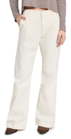 Re/done Women's Cotton-blend Twill Mid-rise Flare Trousers In Ivory