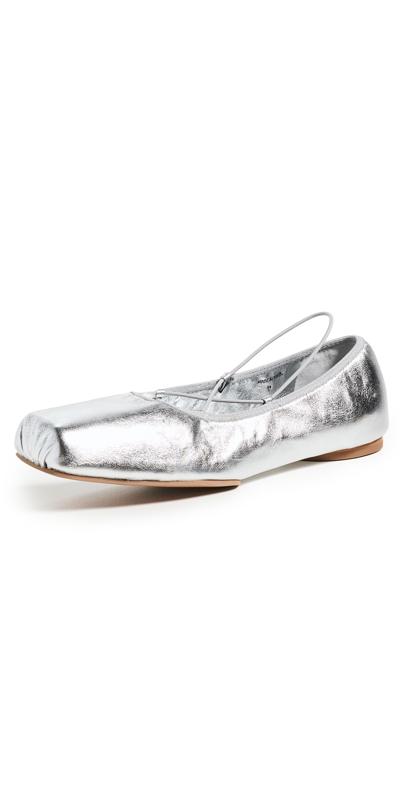 Reformation Barbara Ballet Flat In Silver