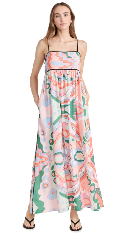 English Factory Abstract Print Empire Waist Maxi Dress In Multi