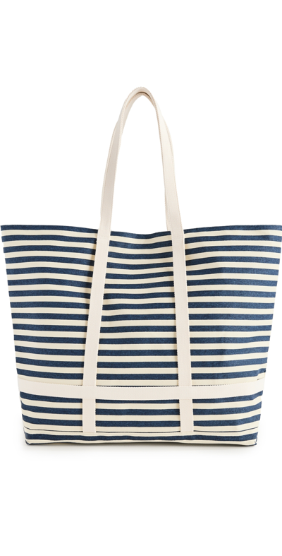 Hat Attack Sunhat Sized Traveler Tote Navy Stripe One Size