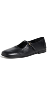Co Black Square Toe Mary Jane Ballerina Flats In Black
