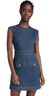 Veronica Beard Ginny Sleeveless Denim Topstitch Mini Dress In Bright Blue