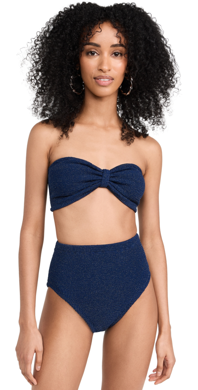 Hunza G Ruby Lurex Bikini In Navy & Silver