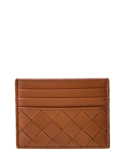 Bottega Veneta Intrecciato Leather Card Case In Brown