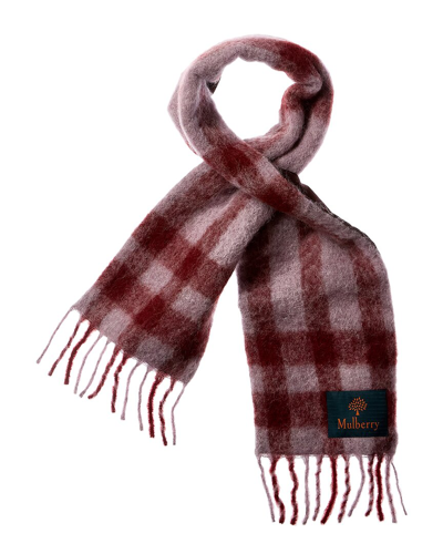 Mulberry Check Reversible Alpaca, Mohair & Wool-blend Scarf In Purple