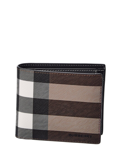 Burberry Vintage Check E-canvas Wallet In Brown