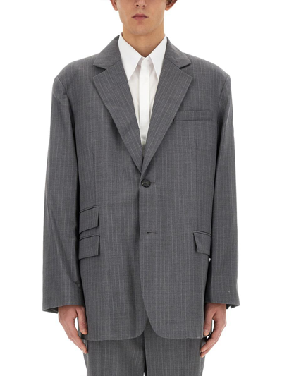 Helmut Lang Oversized Wool Blazer In Grey