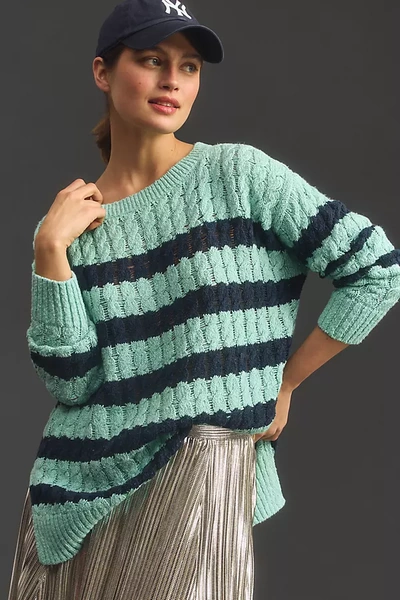 Pilcro Longline Stitch Sweater In Blue