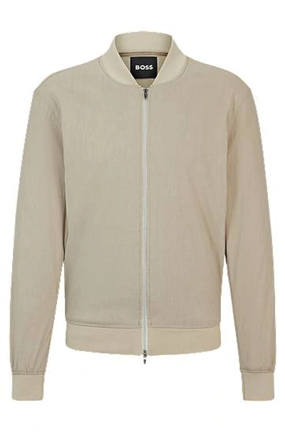 Hugo Boss Slim-fit Jacket In A Linen Blend In Neturals