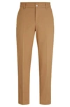 Hugo Boss Relaxed-fit Button-up Trousers In Stretch Cotton In Beige
