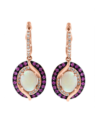 Effy Fine Jewelry Effy 14k Rose Gold 2.27 Ct. Tw. Diamond & Opal Pink Sapphire Earrings