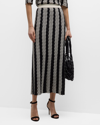 Misook Stripe Pointelle Knit Skirt In Black/white