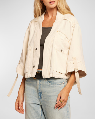 Current Elliott The Blissful Drawstring Utility Jacket In Biscuit