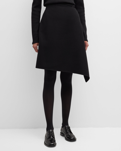 The Row Bartellina Ruffle Detail Cashmere Skirt In Black