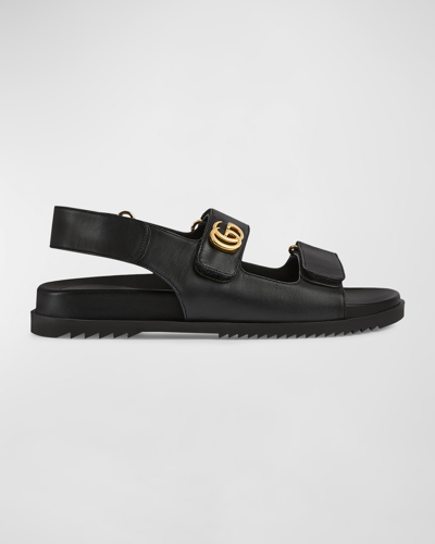 Gucci Moritz Open-toe Leather Sandals In Black