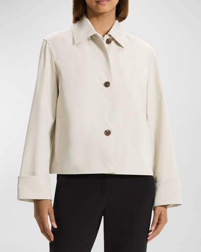 Theory Cropped Wide-cuff Trench Jacket In Sand