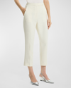 Theory Crepe Cropped Slim-leg Pants In Rice