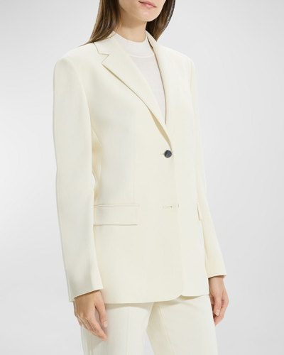 Theory Admiral Crepe Relaxed Blazer Jacket In Rice
