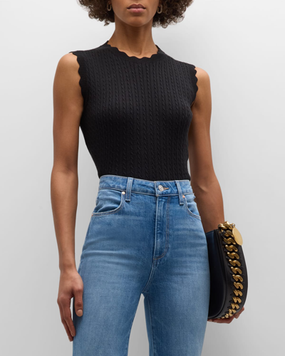 Paige Syrie Cable-knit Top In Black