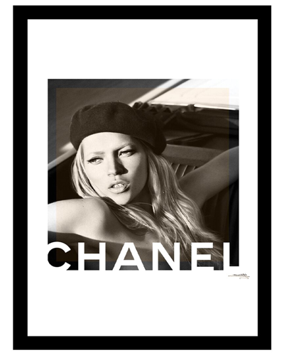 Fairchild Paris Kate Moss In A Beret Framed Print Wall Art In Black