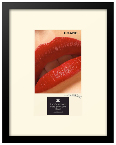 Fairchild Paris Chanel Red Lips Framed Print Wall Art In Black